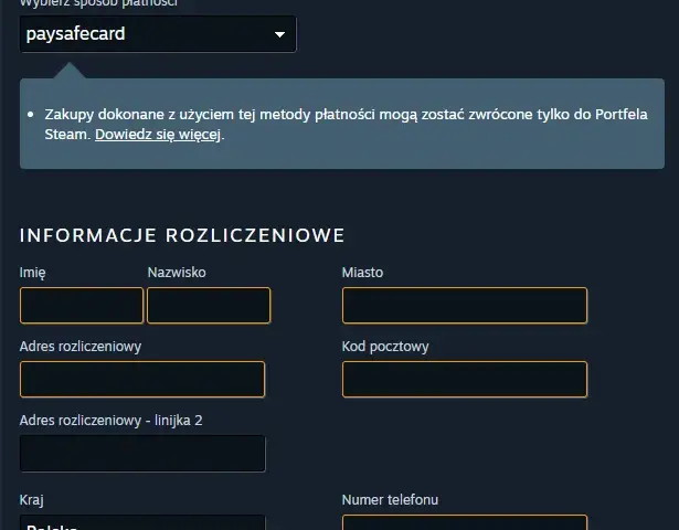 Adres rozliczeniowy Steam PSC: jak prawidłowo wypełnić formularz płatności